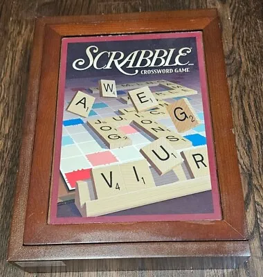 Scrabble Crossword Game Vintage Game Collection Wooden Book Box Complete  • $24.99