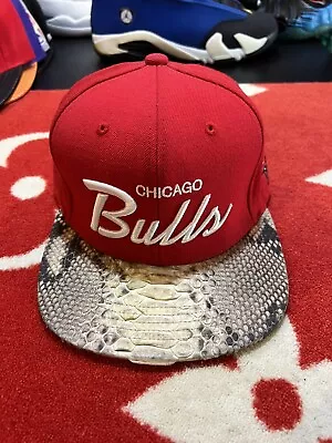 Just Don Mitchell & Ness Chicago Bulls Red/White Python Strapback Hat RSVP • $449.99