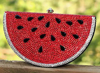 SPARKLING CRYSTAL MINAUDIERE & Kate Spade WATERMELON CLUTCH PURSE HANDBAG LOT 2 • $359.99