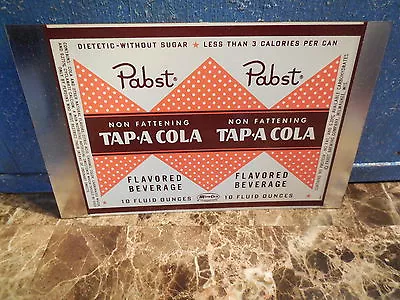 1950s PABST BEER NON FATTENING TAP A COLA 10oz SODA CAN UNROLLED SHEET MIRA CO • $250