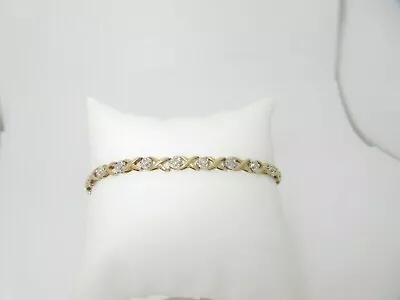 Natural Diamond Bracelet Gold Tennis .69 Ctw 10K Solid Size 7.50 B046 • $499