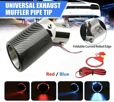 Universal Car Modified LED Luminous Exhaust Muffler Tip Tail Pipe Carbon Fiber • $13.99
