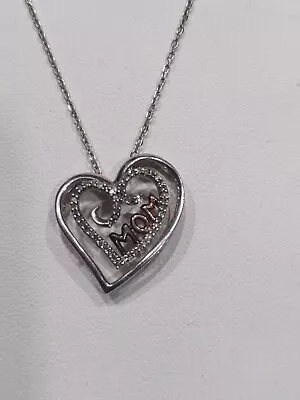 Sterling Silver Multi Cubic Zirconia Heart Shape With Golden Mom 18 Inches... • $15