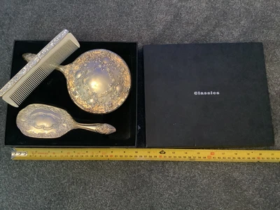 £10 • Buy H Samuel Silver Plated Dressing Table Set, Set Of Brush, Comb And A Mirror.