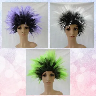 Women's Wild Punk Rock Star Spiky Style Wig Fancy Dress Cosplay Party Costume • £7.99