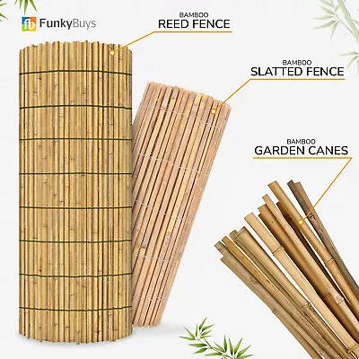 Bamboo Slat Reed Screening Roll Garden Fencing Panel Outdoor Privacy Fence 4m • £29.97