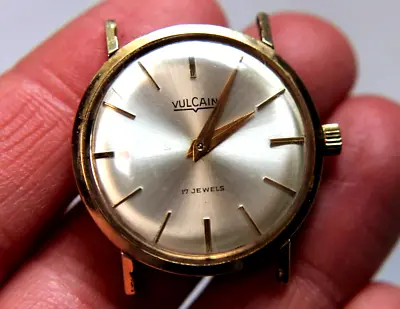 Vintage VULCAIN Solid 14K Yellow Gold 17j Men's Dress Watch 31.5mm • $534.88