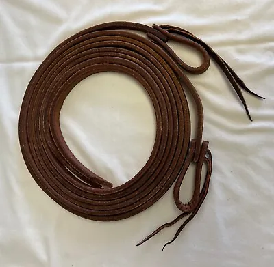 8' X 5/8  Western Oiled Leather Split Roping Reins NEW Working Horse Tack • $22.99