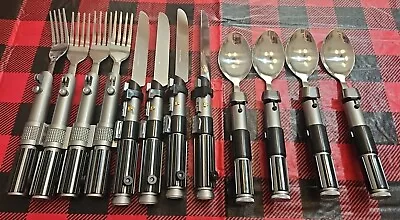 Disney Star Wars Lightsaber Silverware Utensils Lot Of 4 Sets - Knife Fork Spoon • $50