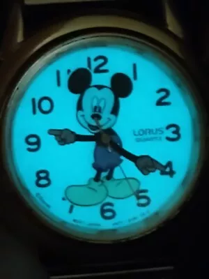 Gold Tone LORUS Quartz Mickey Mouse Watch With Lighted Back NEW BATTERY WORKS • $45