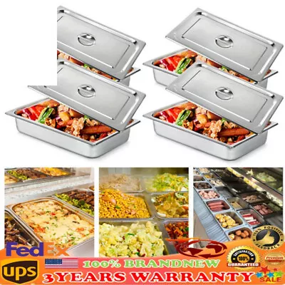 4 PCS 4  Deep Full Size Stainless Steel Steam Table Pans Hotel Food Prep Pans • $51.31