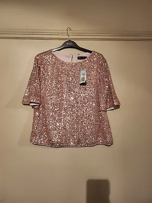 Marks And Spencer Ladies Light Pink Sequin Topsize Uk12 • £29.99