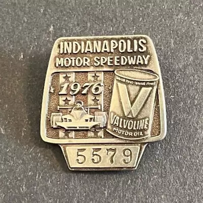Indy 500 SILVER  1976 Pit Pass Badge Pin #5579. Valvoline. • $30