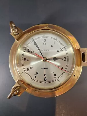 Vintage Nautical Heavy Brass Ships Porthole Ship's Clock • $89