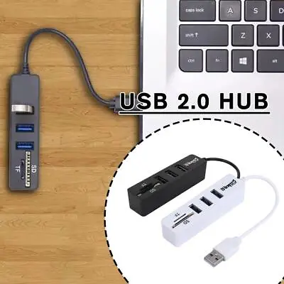 USB Splitter Hub 3 Ports 2.0 Hab TF SD Card Reader All In One For PC Computer' • $8.56