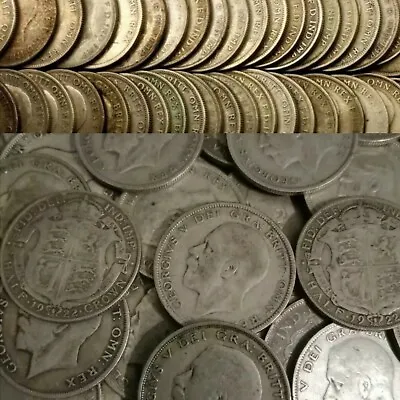 £165 • Buy 10 Oz Pre 1947 British Silver Coins - 22 Half Crowns - George V - Not Scrap 