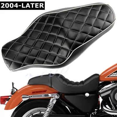 Motorcycle Two-Up Seats Passenger Saddle For Harley Iron XL883 XL1200C Sportster • $84.55