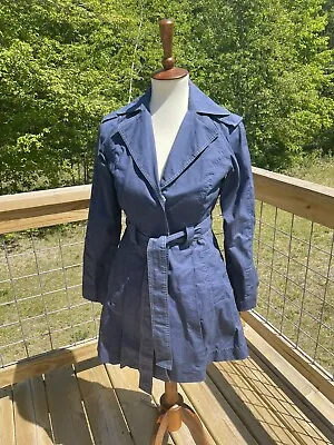 Cabi Trench Coat Women's XS Blue Snap Front Belted 3614 Cute • $26.86