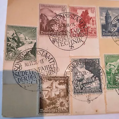 Germany- 1938 -spec Card -pm-sudetenfahrt Der Deutschen Technik --f/vf 9 Stamps • $18.90