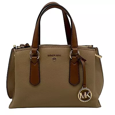 Michael Michael Kors Small Emma Satchel In Camel Pebbled Leather And Tan Trim • $100