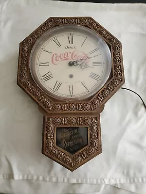 Vintage Drink Coca Cola Delicious & Refreshing Pendulum Clock Works • $48