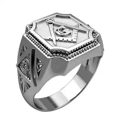 Personality Freemasonry Business Men's Wedding Engagement Party Ring 925 Silver • $135.99