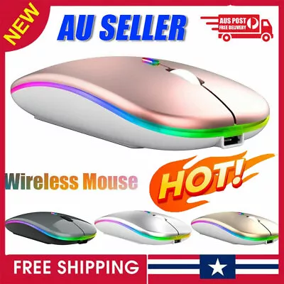 $13.16 • Buy Rechargeable Slim Wireless Mouse Bluetooth 5.1+ 2.4G Cordless For Laptop PC 4C