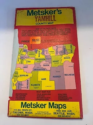 Vintage Metsker's Map Of YAMHILL County Oregon C1980s • $9.50