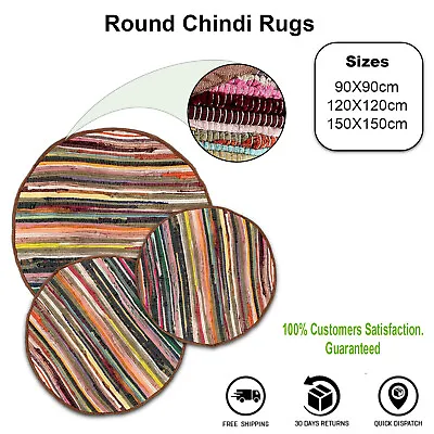 £18.99 • Buy Chindi Rag Rug Multicoloured Recycled Cotton Fair Trade Loom Floor Mat Handmade 