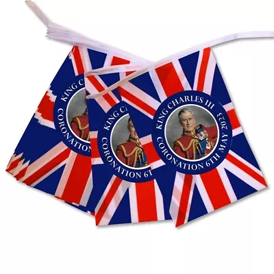 £9.50 • Buy King Charles Coronation Bunting Fabric Union Jack Street Party Bunting Flags