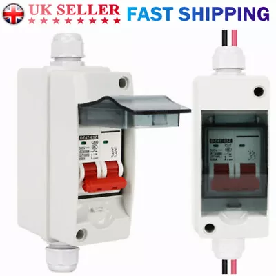 Solar DC Circuit Breaker DC12-400V 15-60A PV Disconnect Box Isolator Switch 2P • £17.88