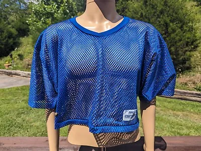 Vintage BIKE Football Jersey Blue Mesh Crop Top (Size Medium) New Old Stock • $14