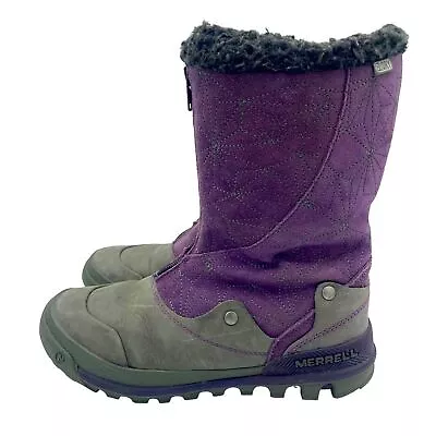 Ladies Merrell SilverSun Waterprooof Plum Suede Snow Boots Size 6 • $55