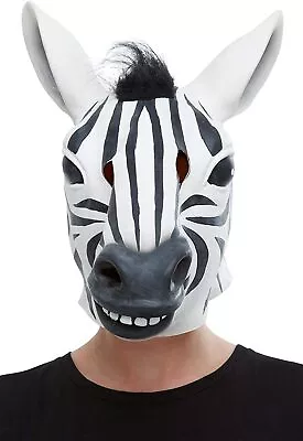 Smiffys 50882 Zebra Latex Mask Men Black  White • £10.61