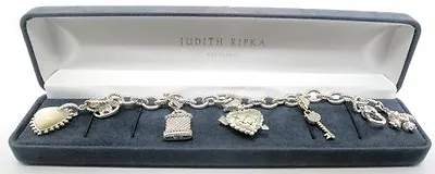 JUDITH RIPKA - STERLING SILVER OPEN LINK CHARM BRACELET With ORIGINAL BOX • $340