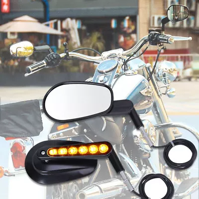 2X Rear View Mirrors Muscle LED Turn Signal Light For HONDA Harley V ROD VRSC • $37.01