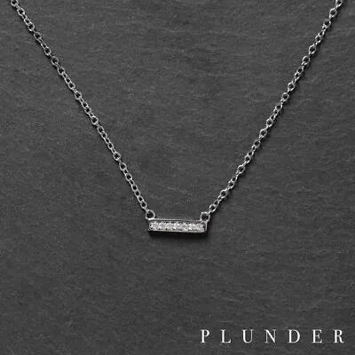 Plunder Design Fashion Trendy Jewelry Hilary Delicate Silver Bar Chain Necklace • $24.99