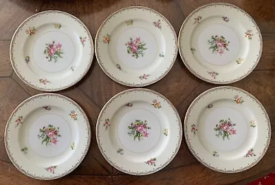 Meito China Japan Lot Of  6 Bread Dessert Cream Plates With Gold And Pink Flowe • £28.50