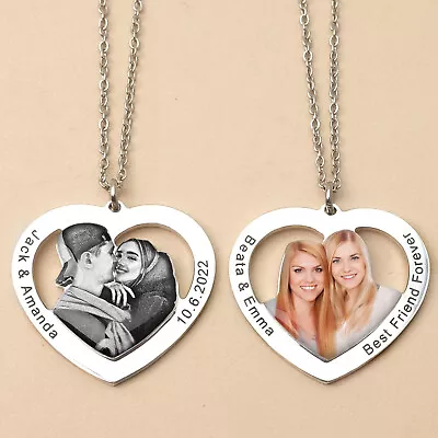 Photo Necklace Custom Heart Pendant Picture Necklace Custom Photo Gift For Her • $28.59