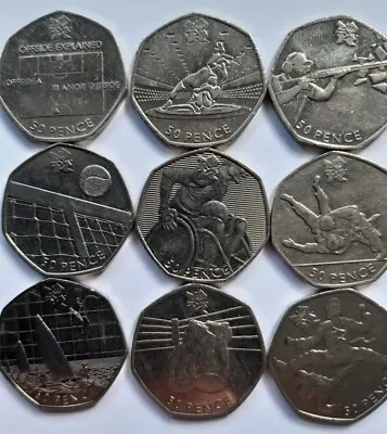 2011 2012 London Olympics 50p Coins. Circulated And BUNC. Football Offside Judo • £10.95