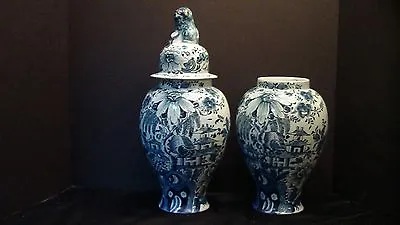 A Large Pair Of Dutch Delft Urns In The Chinoiserie Style • $975