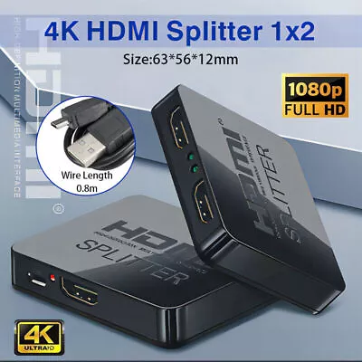 Premium HDMI 1In 2 Out 1080P 4K HDCP Stripper Splitter Power Signal Amplifier AU • $9.90