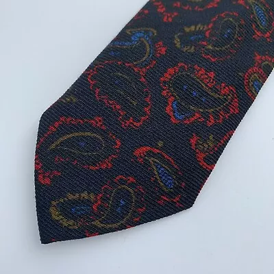 £7.99 • Buy Vintage Skinny Men's Tie Black Paisley English Wool Thin Retro Hipster