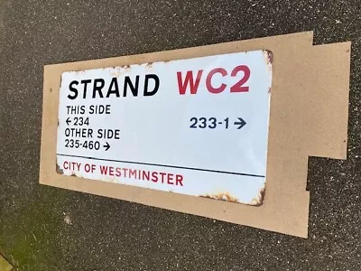 Genuine Vintage Enamel London Street Sign - STRAND For Man Cave • £1000