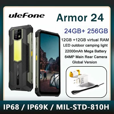 Ulefone Armor 24 Rugged Phone 24GB+256GB 22000mAh 120Hz Android 13.0 NFC Global • $547.77