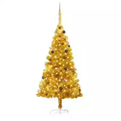 NNEVL Artificial Christmas Tree With LEDs&Ball Set Gold 210 Cm PET • $349.99
