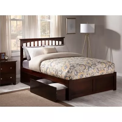 AFI Mission Full Solid Wood Bed With Storage Drawers In Walnut • $606.99
