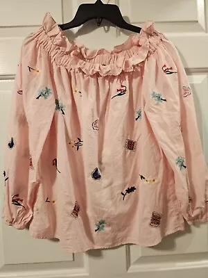 Preowned. Size Small V Cristina  Pink Embroidered Flowers & Butterflies.  • $3