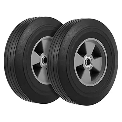 2 Pack 10 Inch Solid Rubber Tire 5/8 Inch Axle Size Hand Truck Wheels  • $36.38