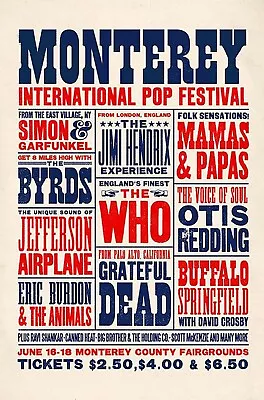 Monterey International Pop Music Festival (6 X4 ). The Who Hendrix Dead More! • $6.95